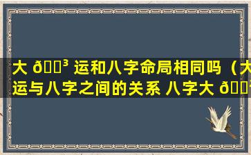 大 🌳 运和八字命局相同吗（大运与八字之间的关系 八字大 🌲 运怎么看）